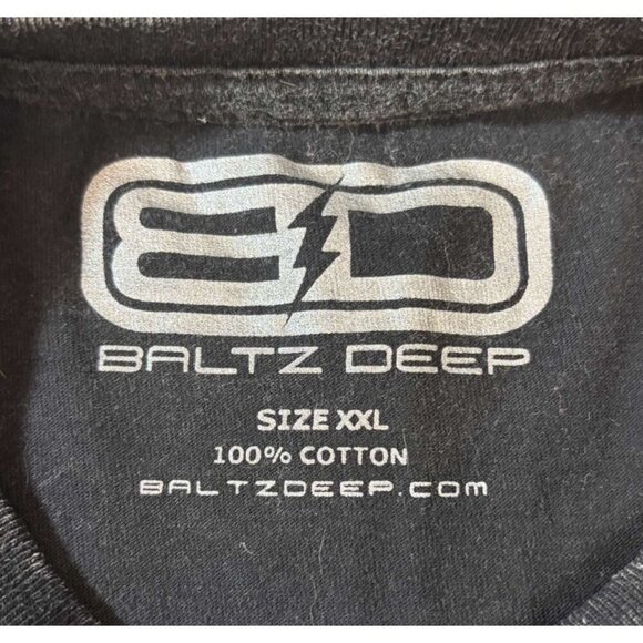 Baltz Deep Graphic Black T-Shirt XXL 100% Cotton Lion Logo Front & Back Design - Picture 3 of 6